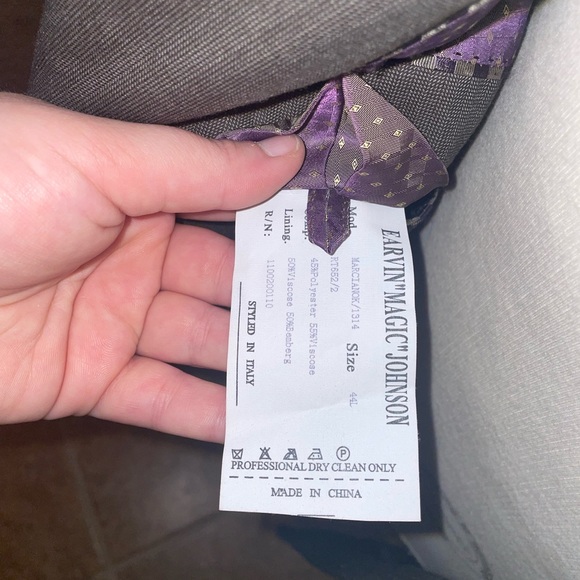 Earvin Magic Johnson Suit Set Dark Gray size 44 L jacket size 38 L pants - Picture 9 of 14